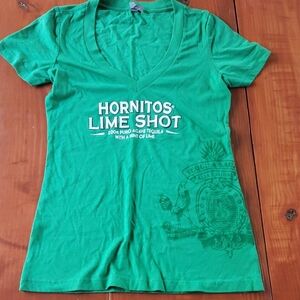 Lime Shot Women's Green V-Neck Tee